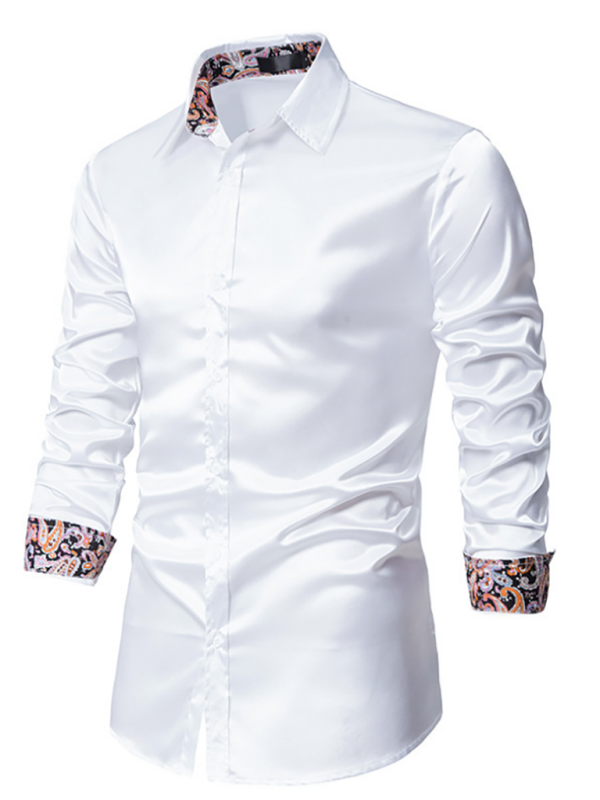 Men's Casual Dress Shirt Button Down Shirts Long-Sleeve Work Shirt Spread Collar Tops