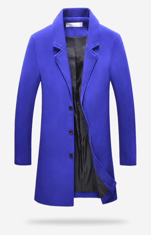 Men's Coat Woolen Coat Mid-length Slim Trench Coat