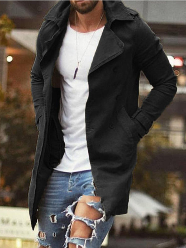 Men's Coat Mid Length Slim Fit Trench Coat Casual Jacket