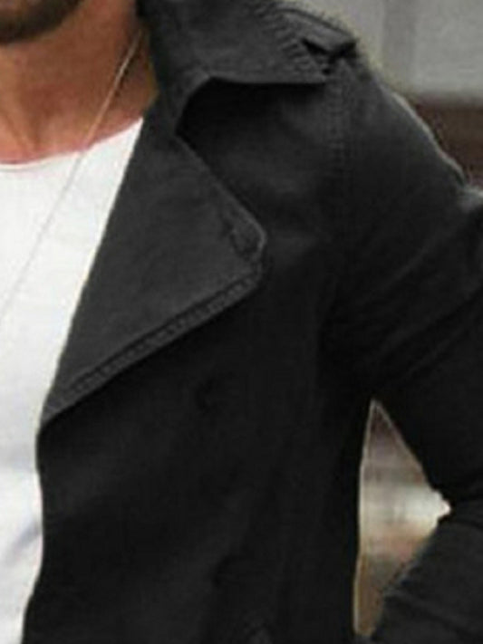 Men's Coat Mid Length Slim Fit Trench Coat Casual Jacket