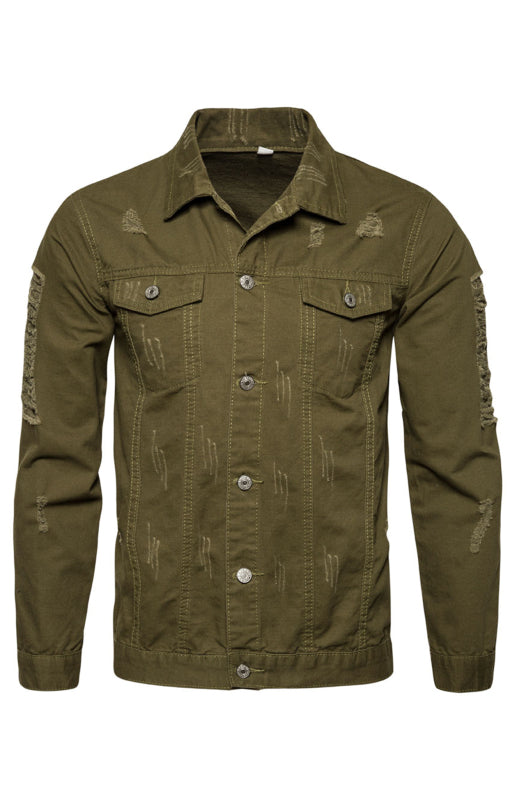 Men's Ripped Jacket Coat Fashion Lapel Jacket