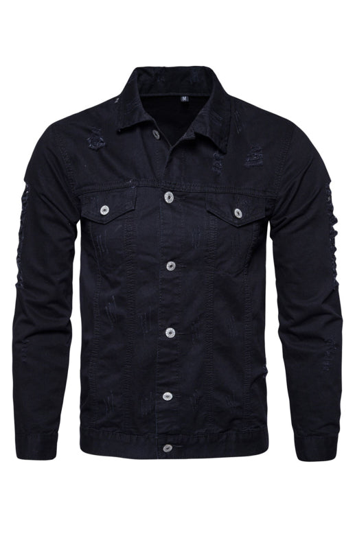 Men's Ripped Jacket Coat Fashion Lapel Jacket