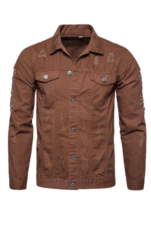 Men's Ripped Jacket Coat Fashion Lapel Jacket