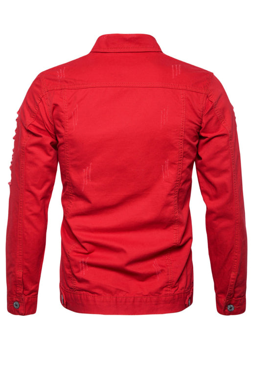 Men's Ripped Jacket Coat Fashion Lapel Jacket