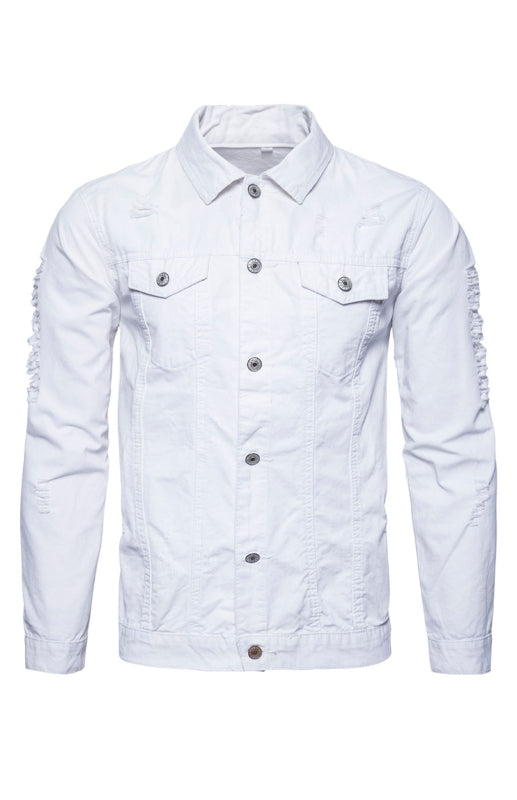 Men's Ripped Jacket Coat Fashion Lapel Jacket