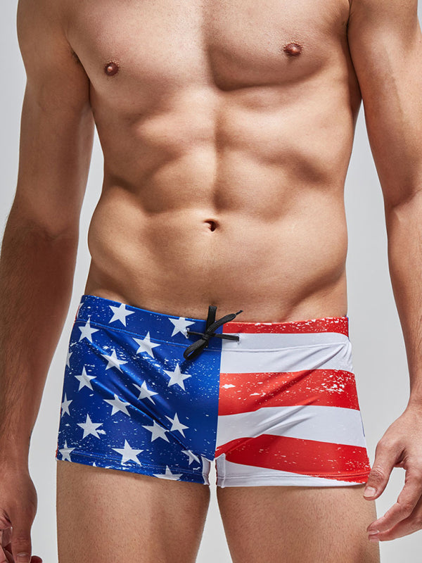 Men's Printed Fashion Nylon Boxer Swim Shorts