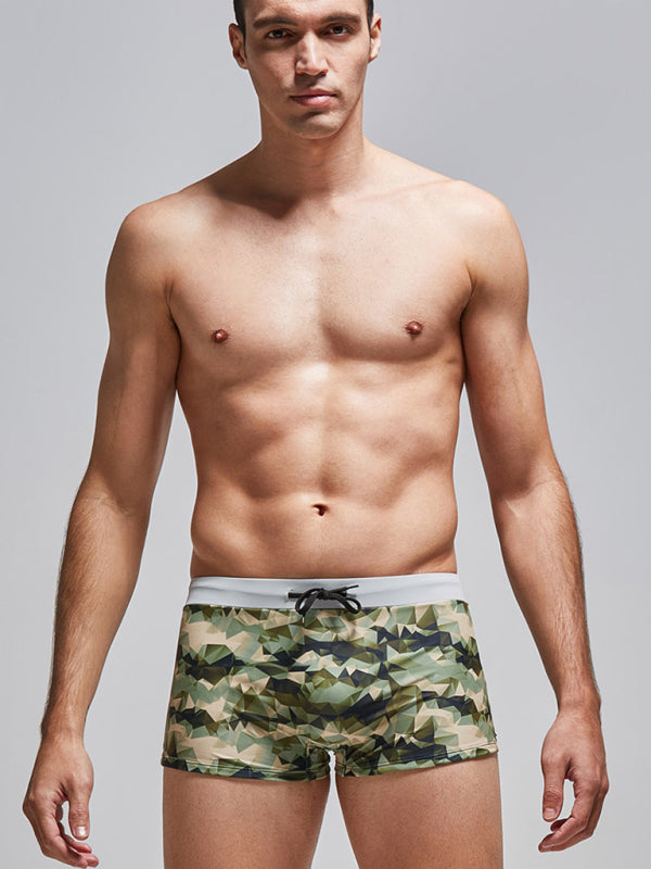 Men's Printed Fashion Nylon Boxer Swim Shorts