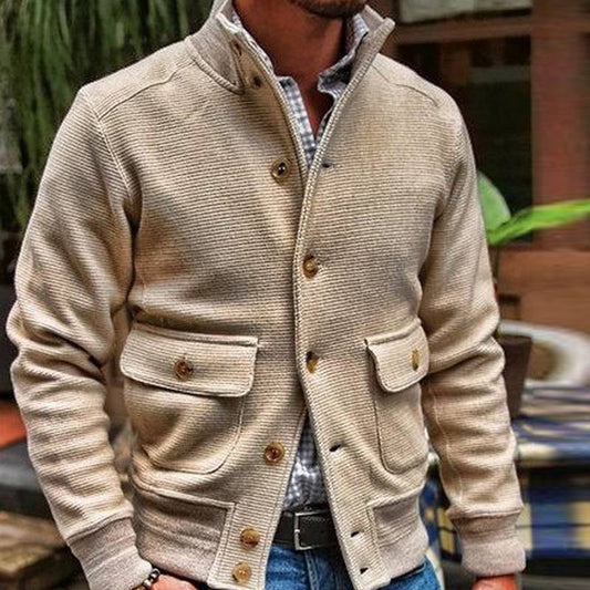 Jacket Men Stand Collar Solid Color Casual Tops Jacket Jacket Men