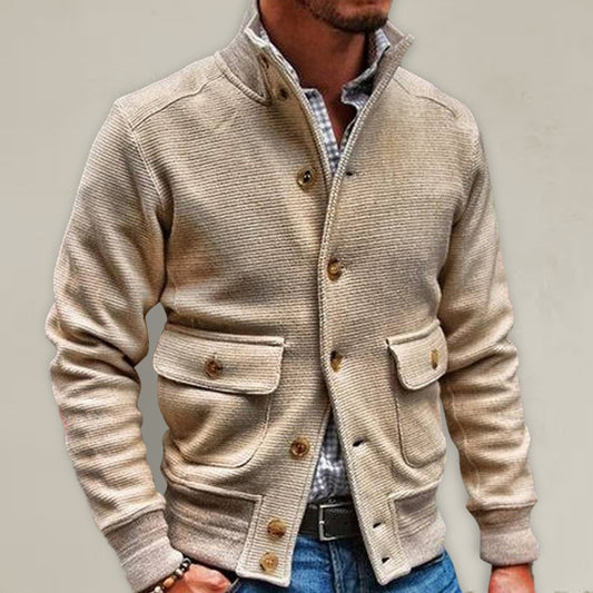 Jacket Men Stand Collar Solid Color Casual Tops Jacket Jacket Men