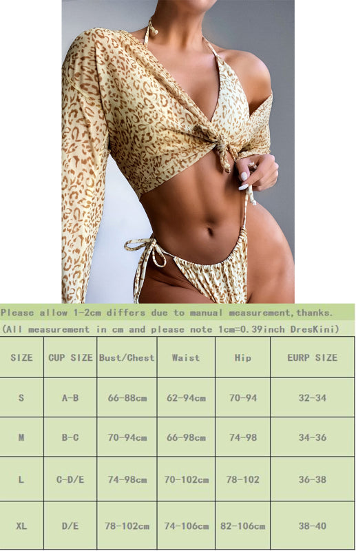 Leopard Print Swimsuit Three-Piece Set