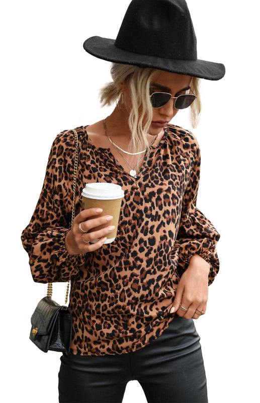 Women's Pullover Leopard Chiffon Shirt