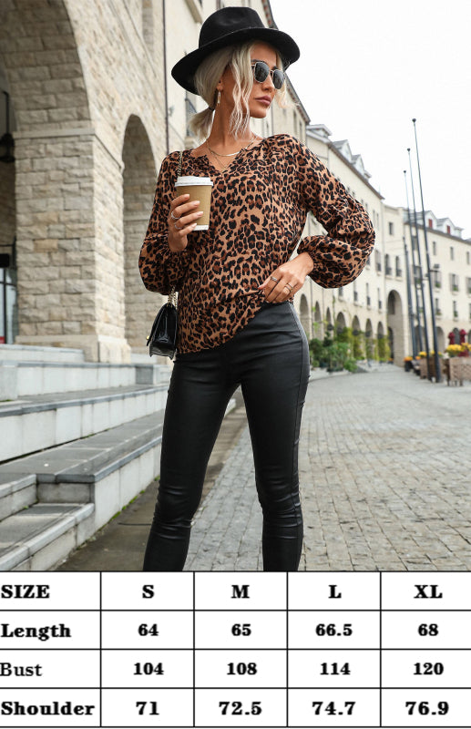 Women's Pullover Leopard Chiffon Shirt
