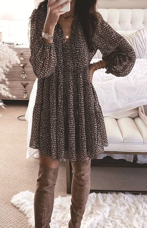 Sexy Snakeskin Printed Long Sleeve Dress