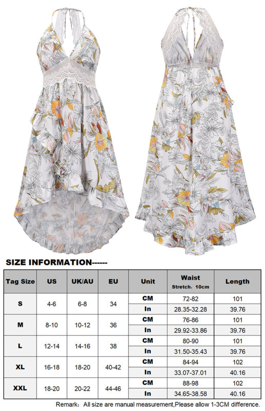 Women's Backless Lace Sling Irregular Skirt Dress