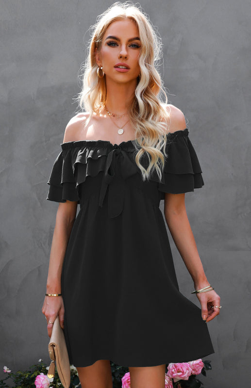 Ladies spring and summer fashion sexy one shoulder dress