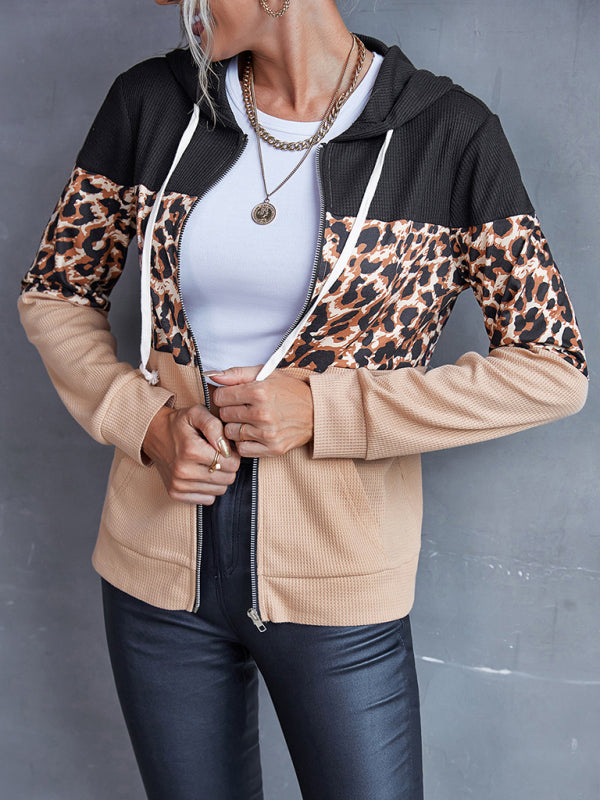 Women's Leopard Panel Hooded Jacket