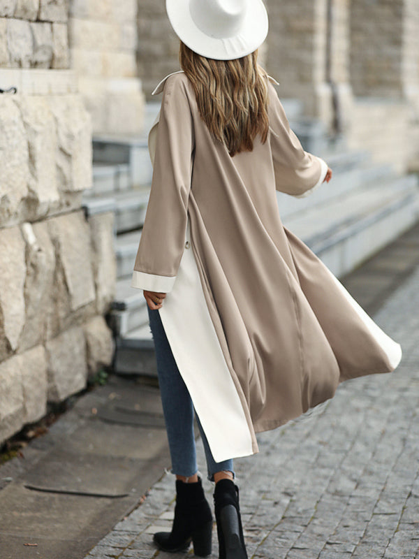 Woman'S Autumn Long Casual Windbreaker Coat Autumn And Winter Long Coat