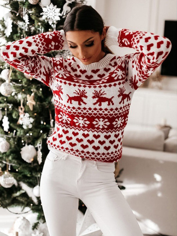Women's Christmas Crew Neck Long Sleeve Sweater