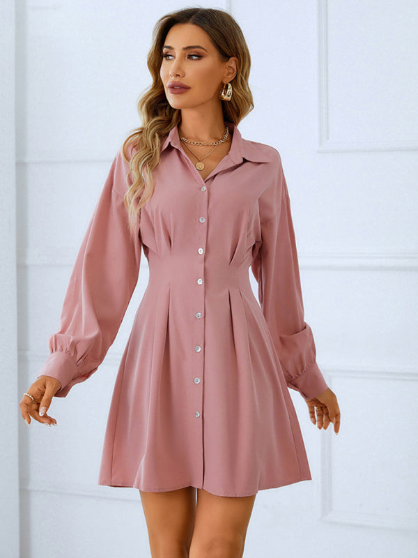 Women's waist-length sleeve shirt dress