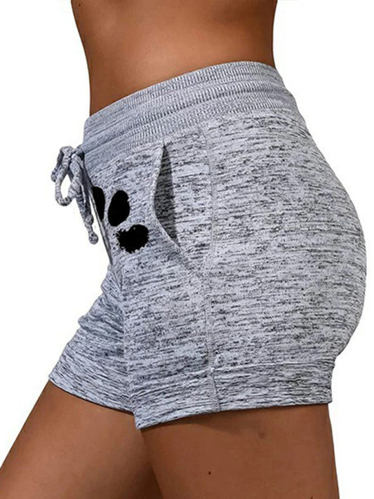 Women's printed bottoming quick-drying shorts yoga pants casual sports waist elastic shorts