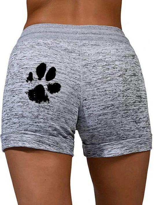 Women's printed bottoming quick-drying shorts yoga pants casual sports waist elastic shorts