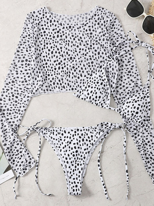 Women's Polka Dot Print Three Piece Bikini Sets