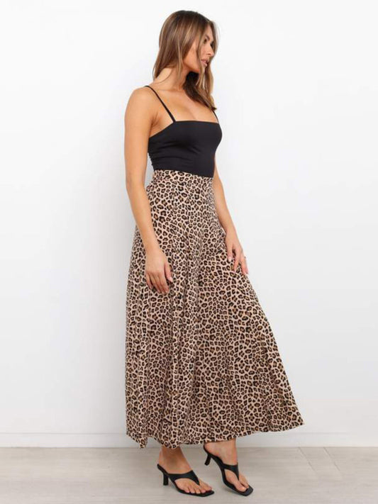 Women's casual fashion loose leopard print wide-leg pants