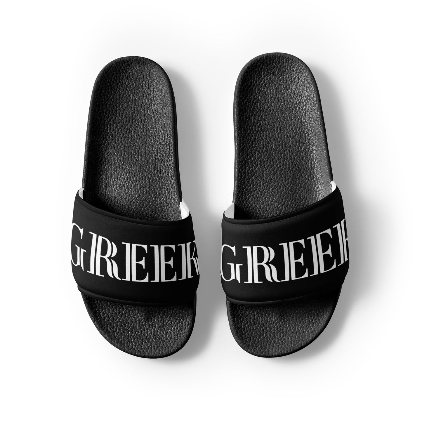 GREEK WHITE WRITING Men’s slides IN BLACK