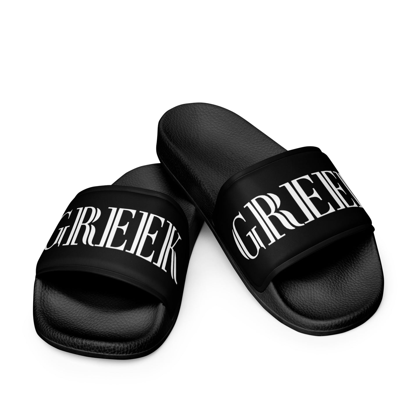 GREEK WHITE WRITING Men’s slides IN BLACK