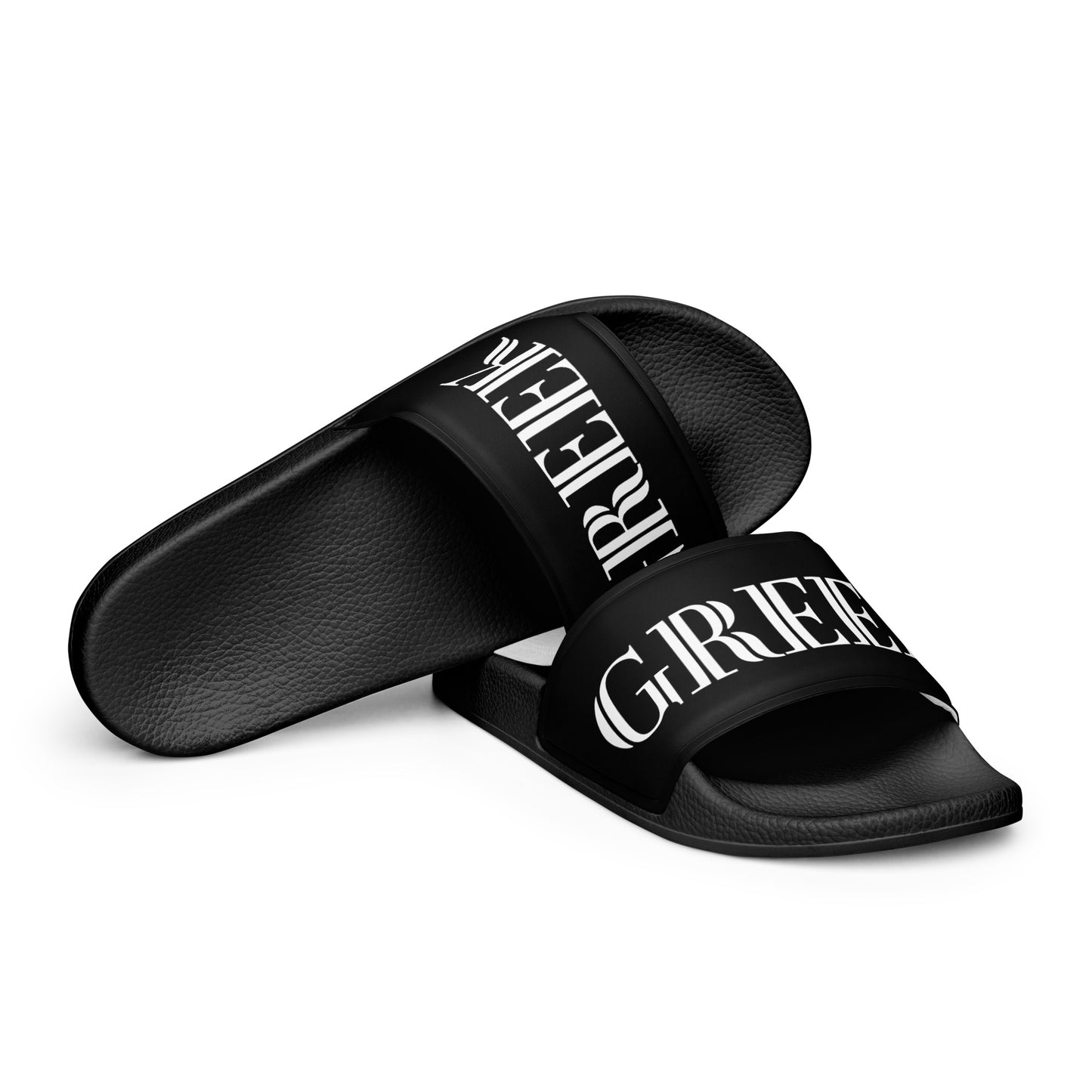 GREEK WHITE WRITING Men’s slides IN BLACK