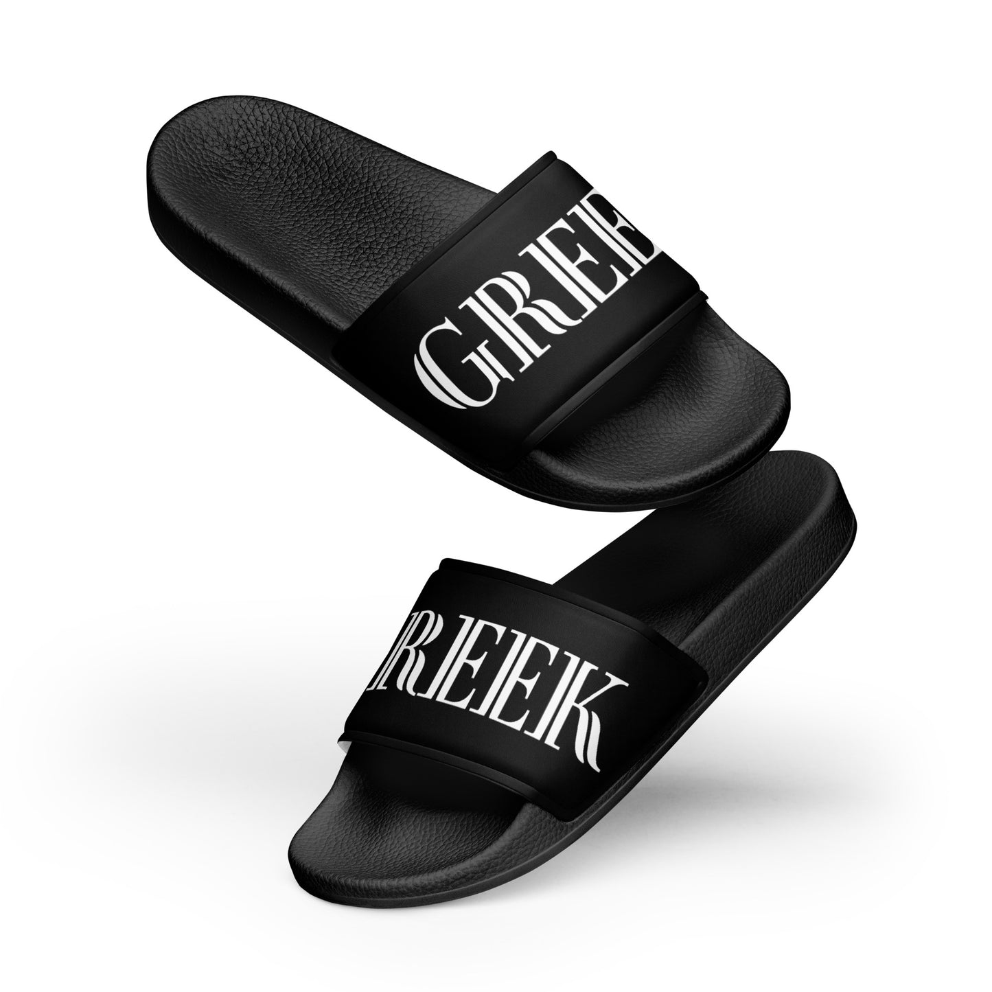 GREEK WHITE WRITING Men’s slides IN BLACK