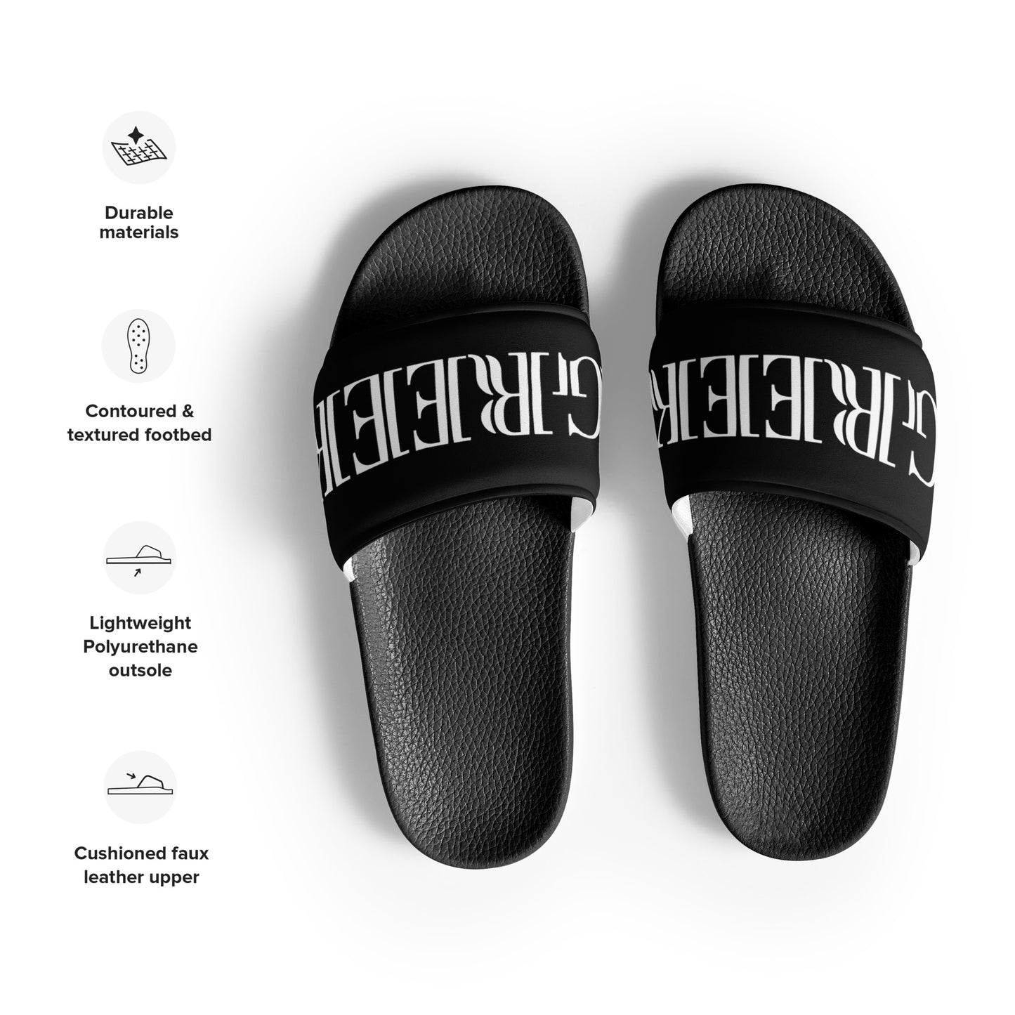 GREEK WHITE WRITING Men’s slides IN BLACK
