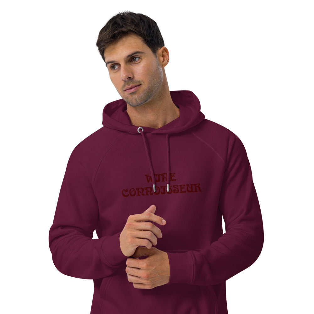 WINE CONNOISSEUR  BURGUNDY COLOR Unisex eco raglan hoodie