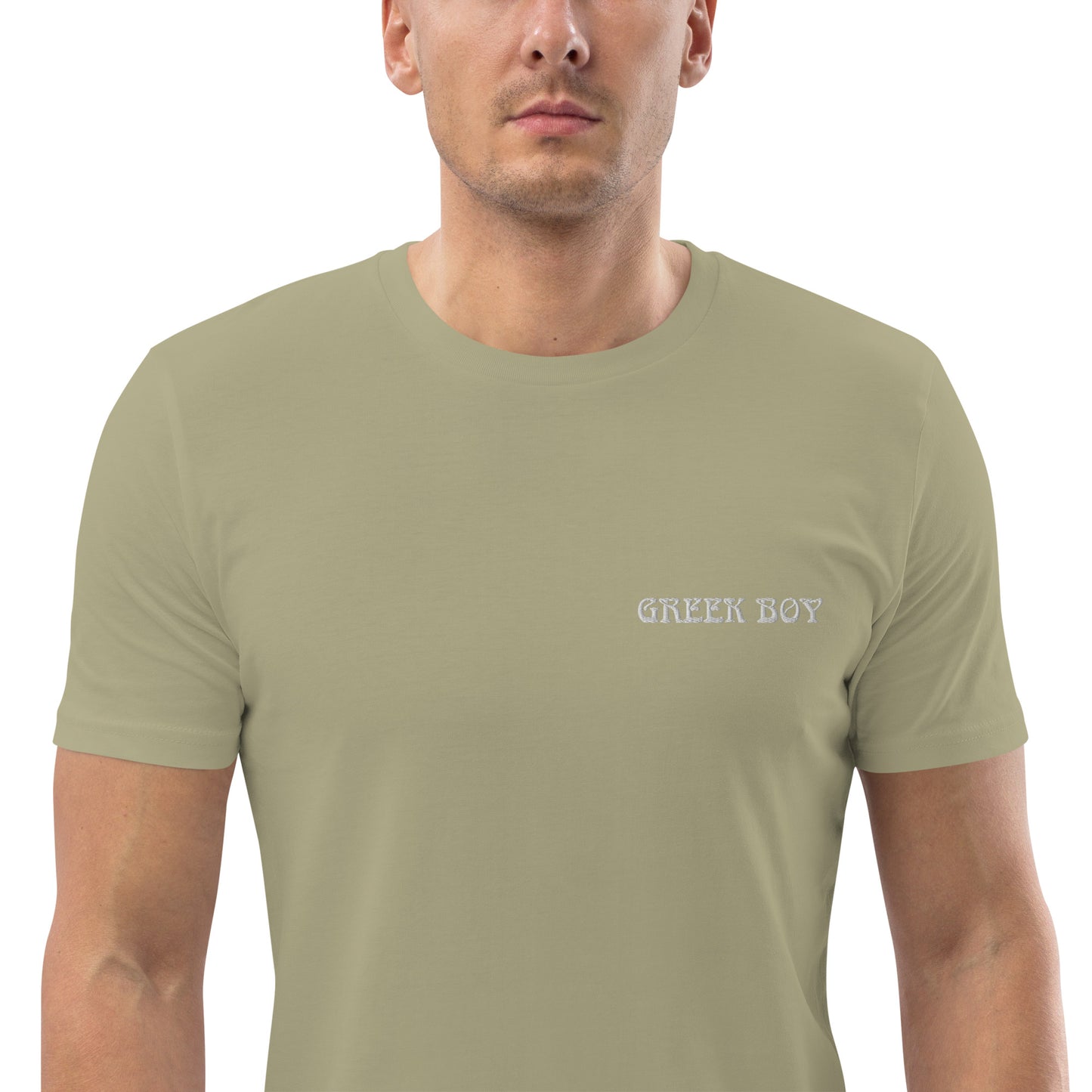 GREEK BOY EMBROIDERY WORD Unisex organic cotton t-shirt