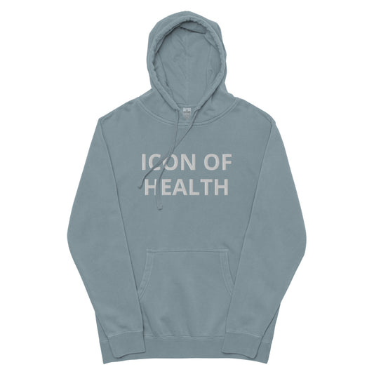 ICON OF HEALTH- ICE GREY COLOUR- Unisex pigment dyed hoodie