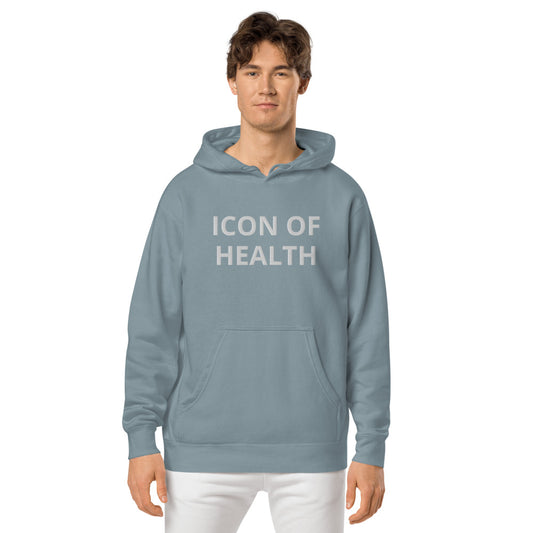 ICON OF HEALTH- ICE GREY COLOUR- Unisex pigment dyed hoodie