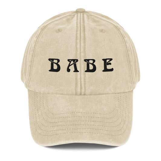 BABE VANILLA COLOR Vintage Hat WITH BLACK STITCH