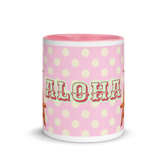 HAWAIIN ALOHA POLKA DOTS PINK Mug with PINK Color Inside